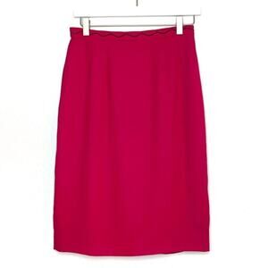 VINTAGE 80s {Donna Morgan} Magenta Pink Pencil Skirt w/ Embroidered Waist 4/S